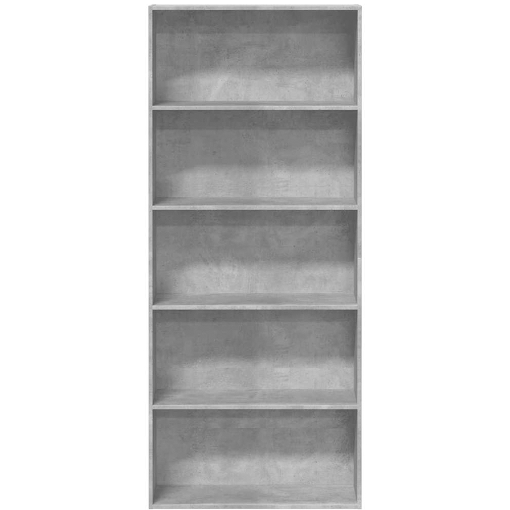 vidaXL 5 Shelf Concrete Grey Bookcase Image 2