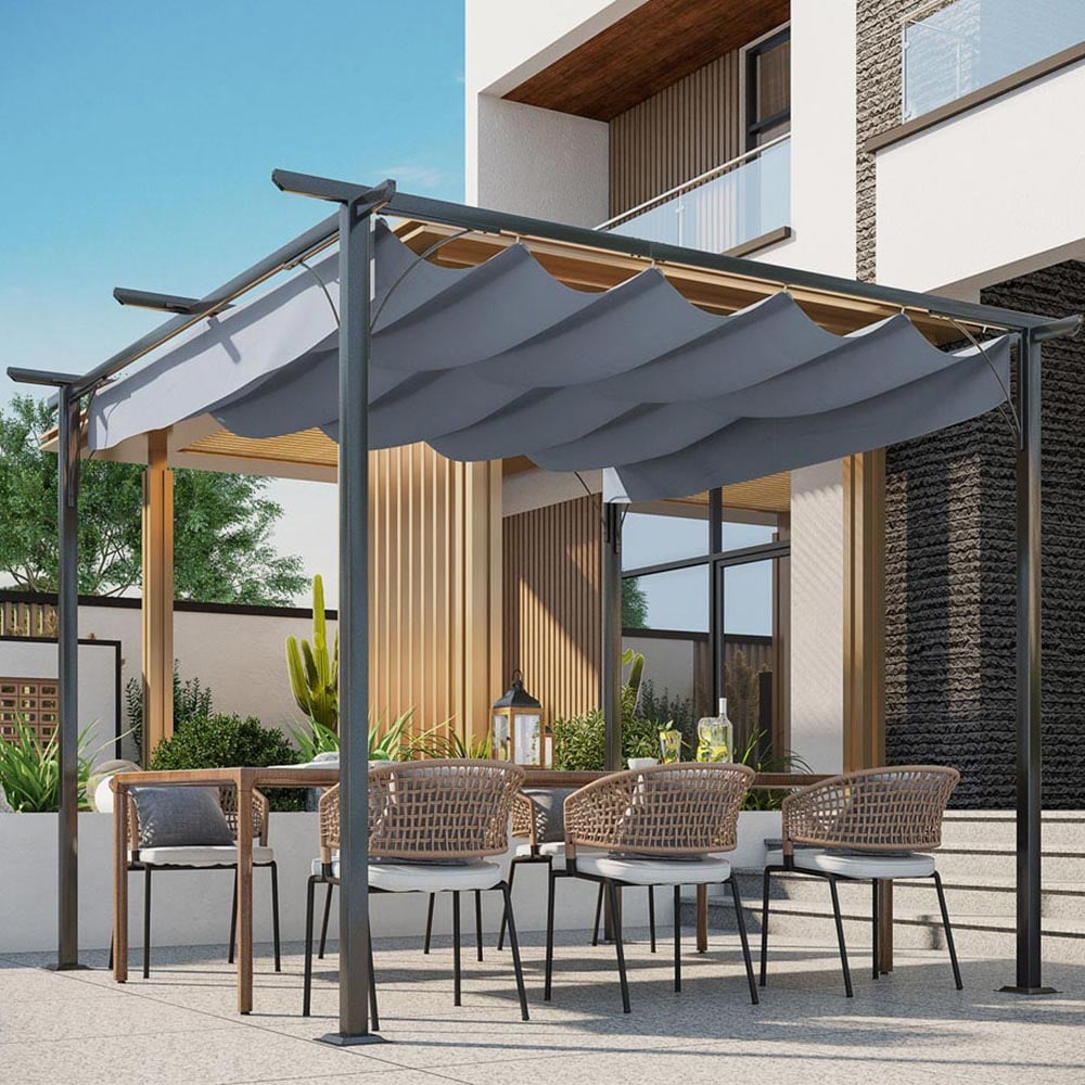 Outsunny 3 x 3m Grey Metal Pergola Image 1