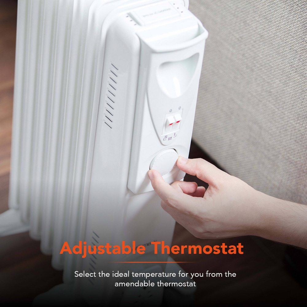 Warmlite 7 Fin White Oil Filled Radiator with Adjustable Thermostat 1500W Image 6