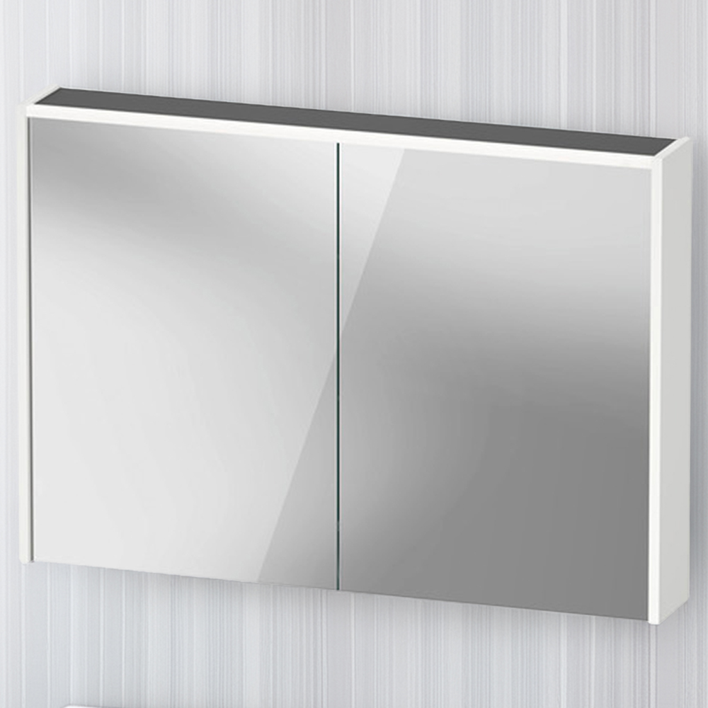 Duravit D-Code 2 Door Matt White Illuminated Mirror Cabinet 1000 x 700mm Image 1