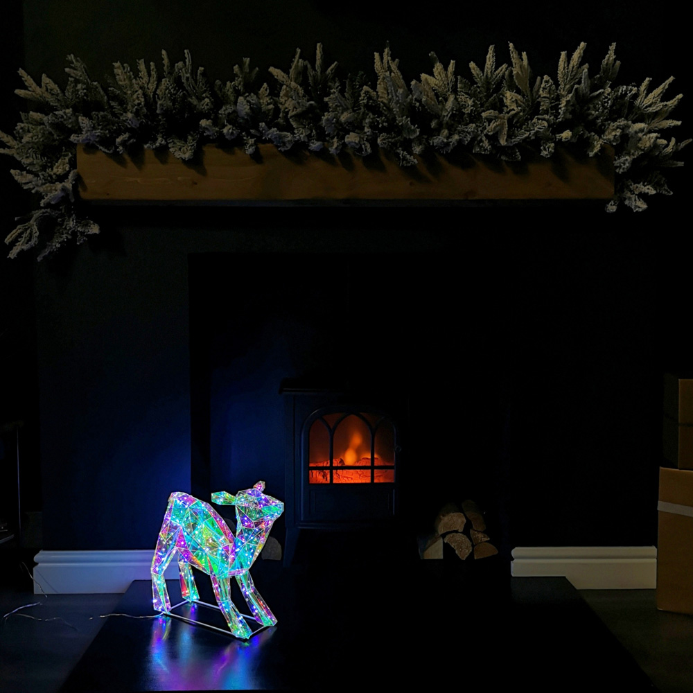 Samuel Alexander 100 White LED Standing Iridescent Fawn Christmas Decoration 40cm Image 8