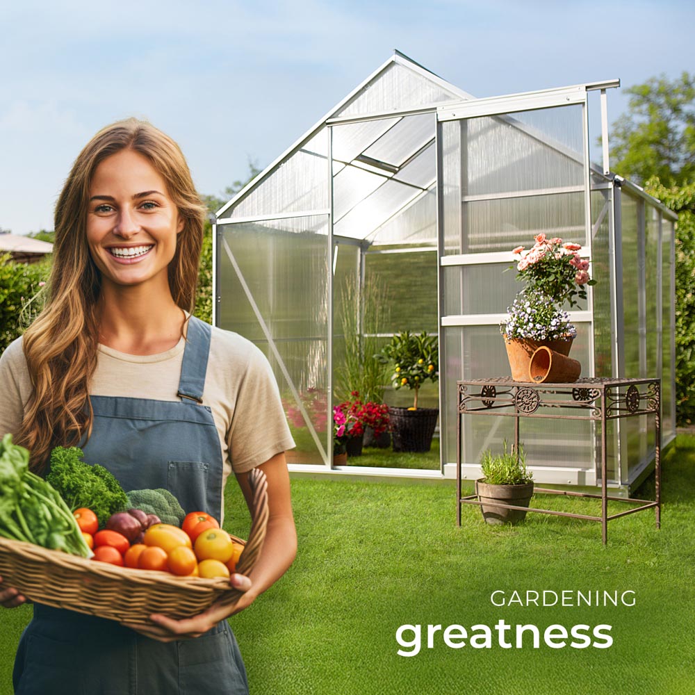 tectake Clear Aluminium 6 x 6.2ft Greenhouse with Foundation Image 8