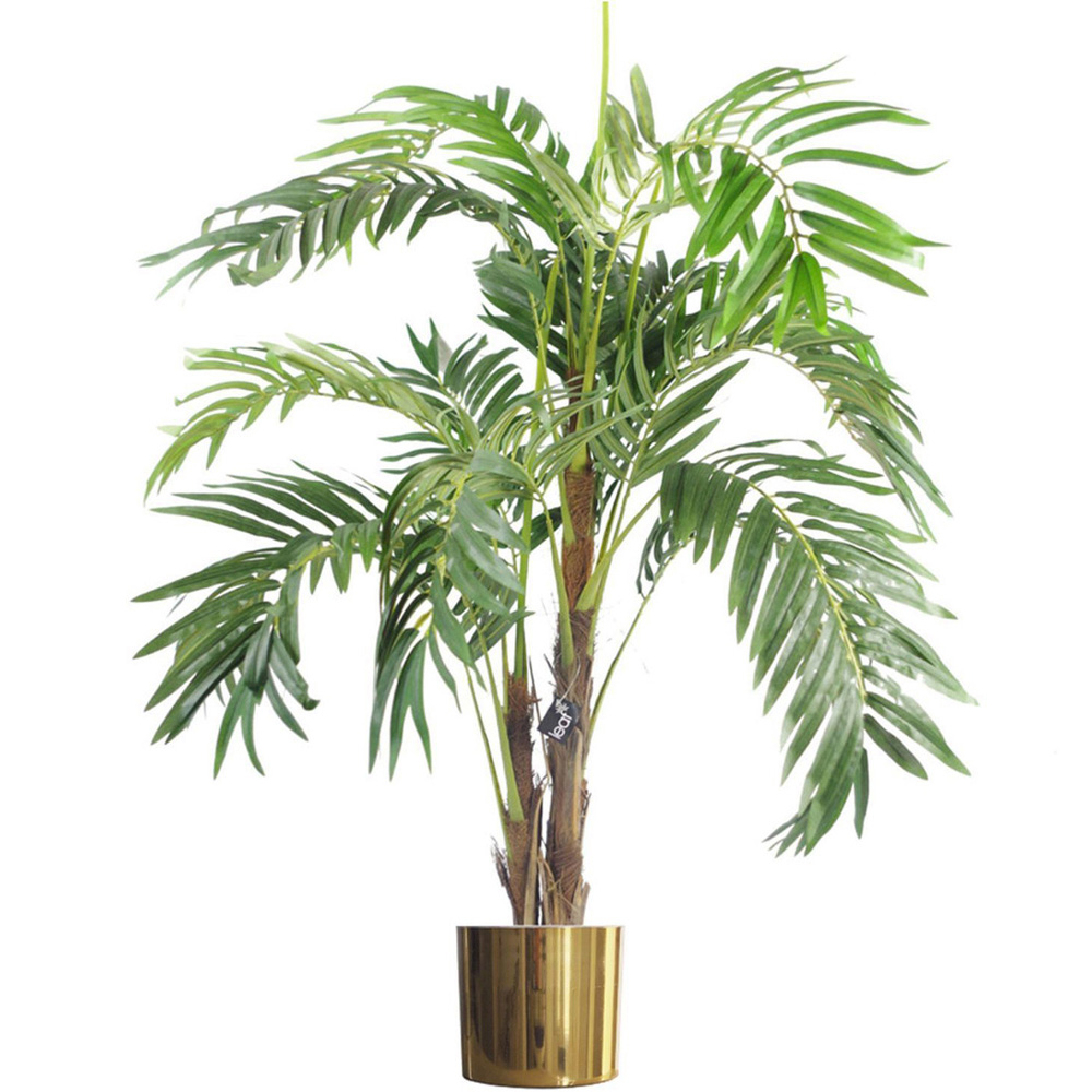 Leaf Luxury Artificial Palm Tree in Gold Planter 4ft Image 1