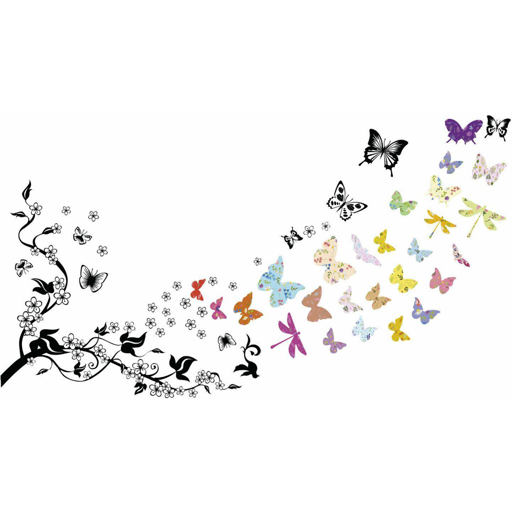 Walplus Kids Colourful Floral Butterfly Self Adhesive Wall Stickers Image 4