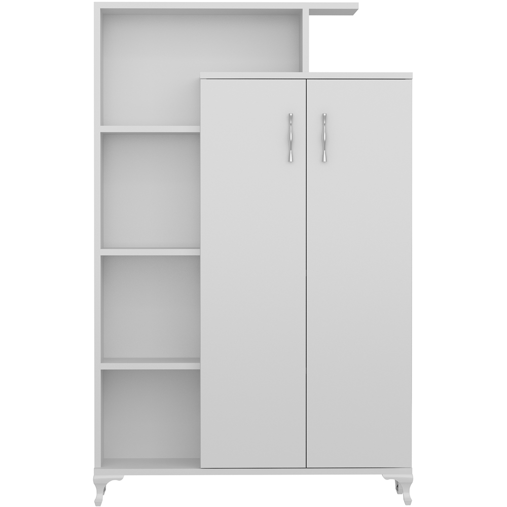 Decorotika Gupse 2 Door 4 Shelf White Storage Cabinet Image 2
