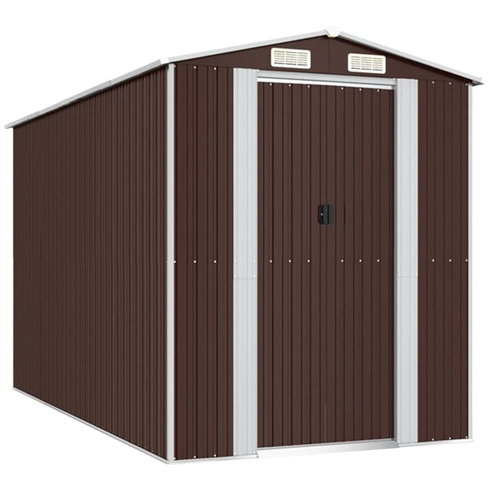 vidaXL 6.3 x 11.7ft Brown Galvanised Steel Garden Shed Image