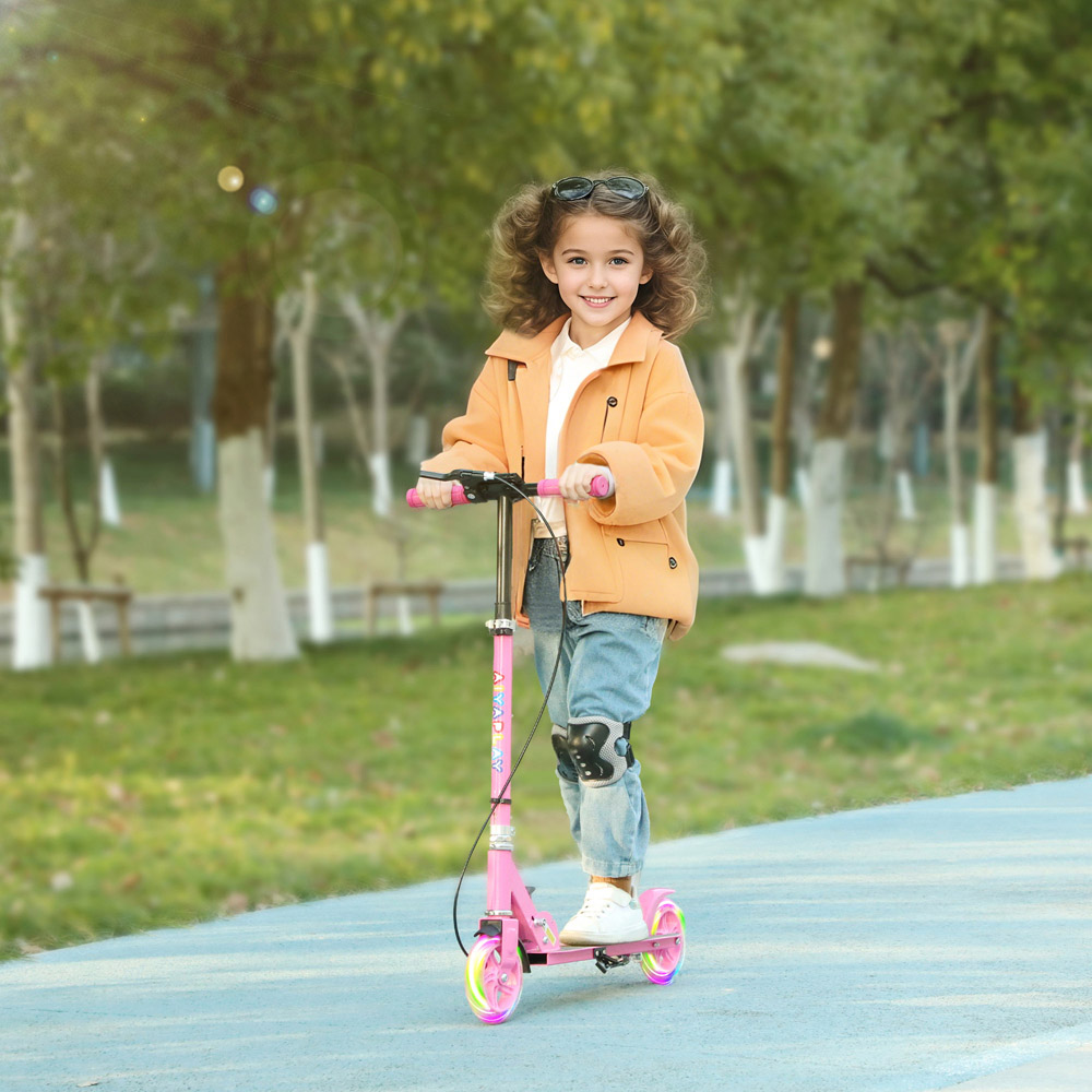 Tommy Toys AIYAPLAY Pink Adjustable Handle Folding Kids Kick Scooter Image 2