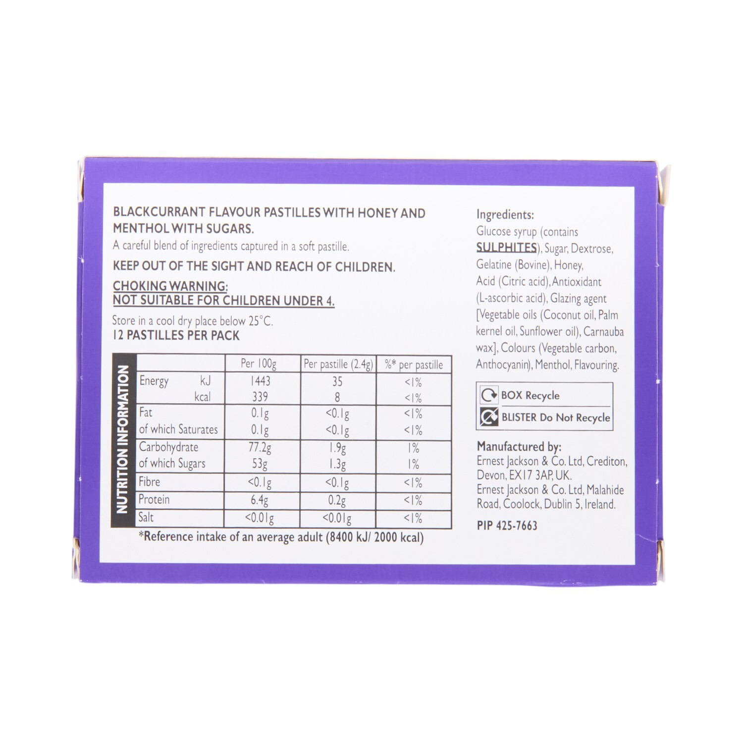 Pack of 12 Throaties Pastilles - Blackcurrant Image 2