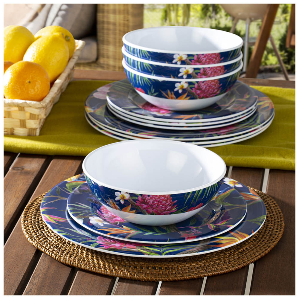 Waterside Melamine Tropical 12 Piece Dinner Set Image 2