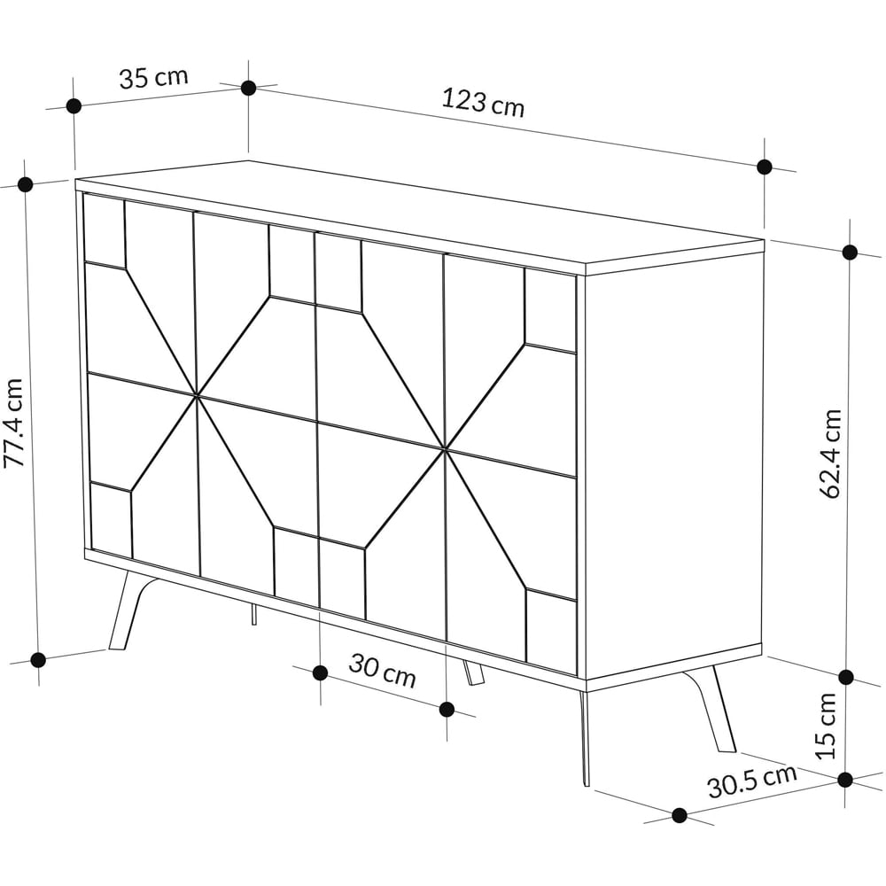 Decortie Dune 4 Door White Console Sideboard Image 7