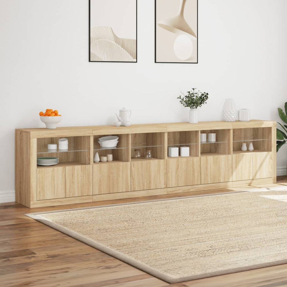 vidaXL 8 Door 12 Shelf Sonoma Oak LED Sideboard 4 Piece Image 1