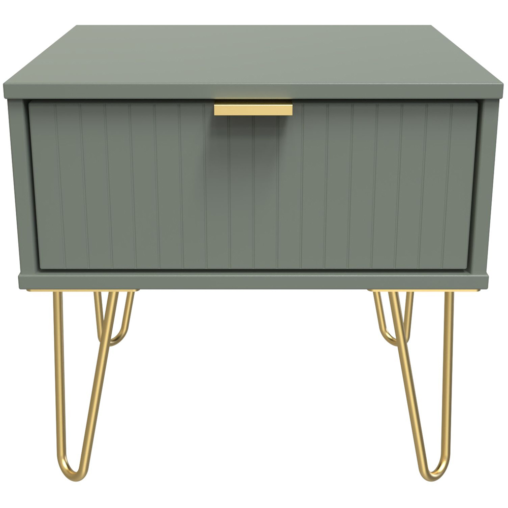 Crowndale Single Drawer Reed Green Bedside Table Ready Assembled Image 3