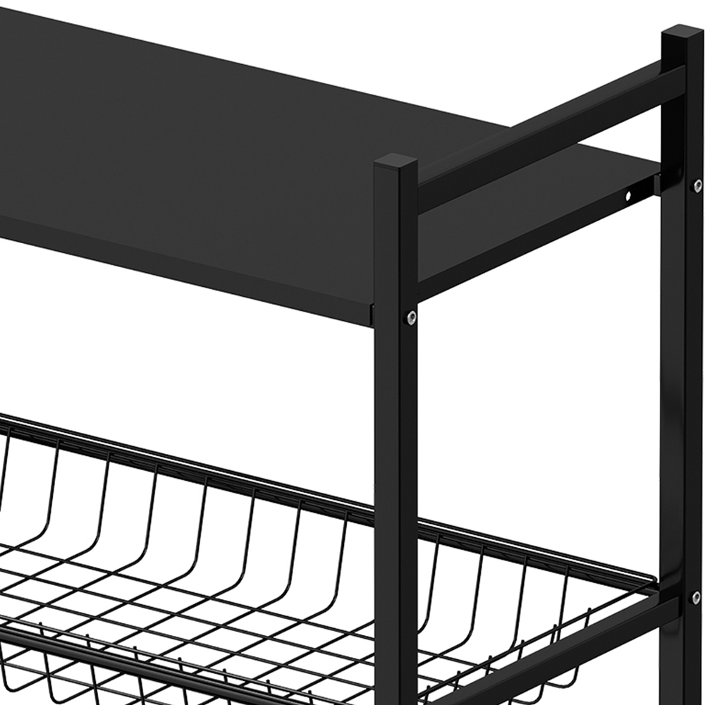 Living and Home 4-Tier Black Microwave Storage Rack on Wheel Image 5