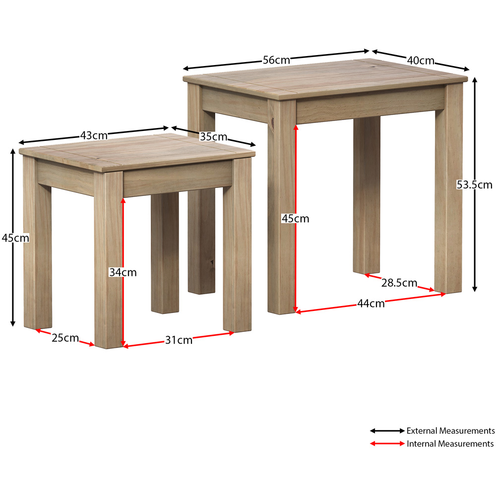 Vida Designs Panama Pine Nest of Tables Set of 2 Image 9