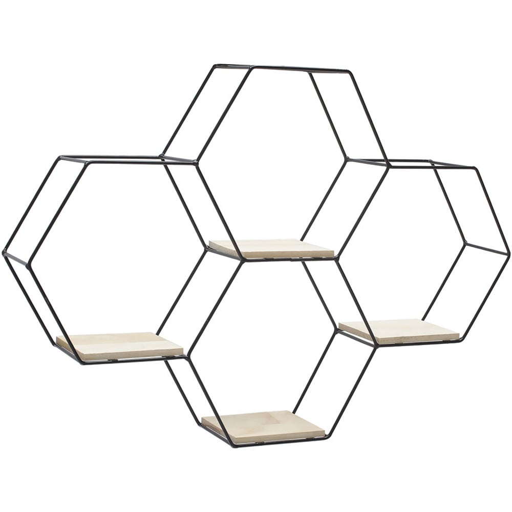 Living and Home 4 Shelf Hexagon Floating Decorative Wall Shelf Image 3