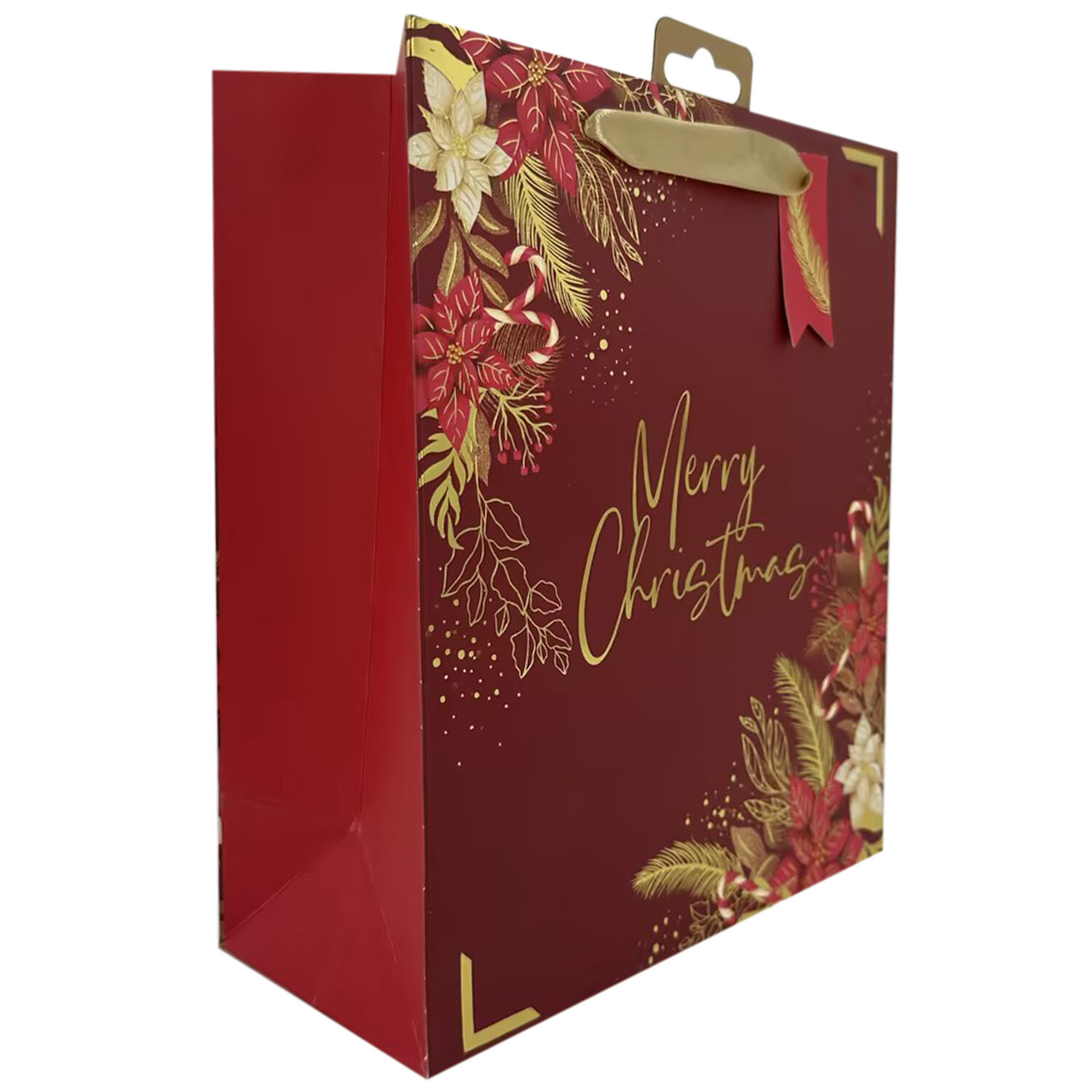 Burgundy Merry Christmas Gift Bag - Burgundy / 21.5cm Image 3