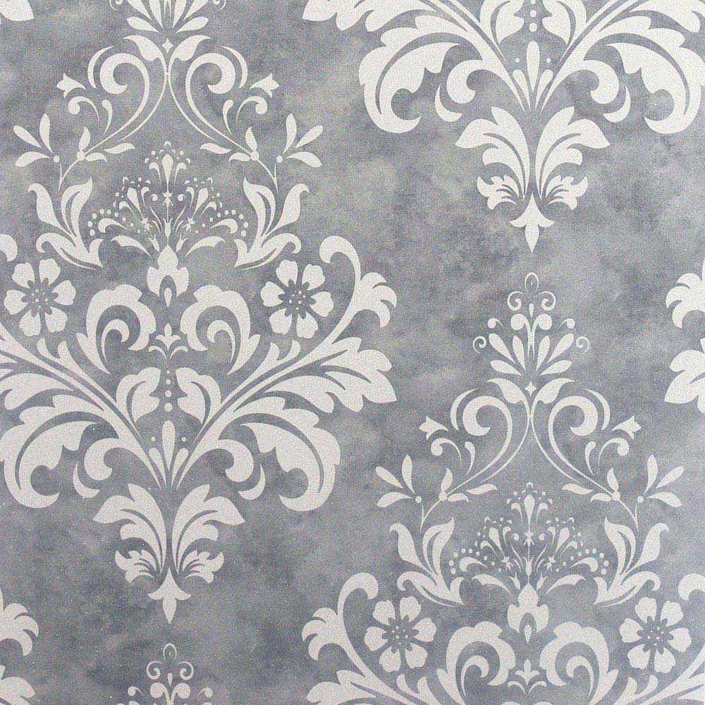 Arthouse Baroque Damask Grey and White Wallpaper Image 1