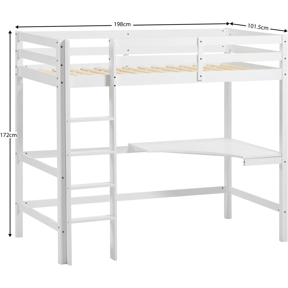 Vida Designs Sydney White High Sleeper with Desk Image 9