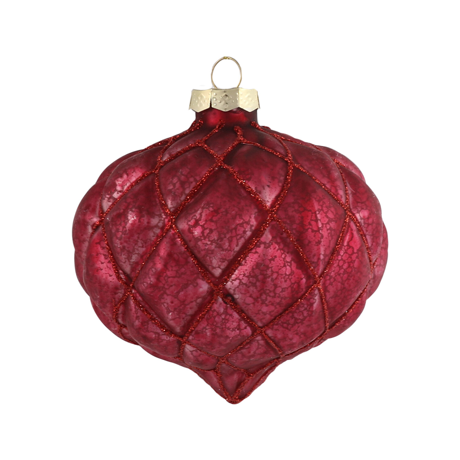 Midnight Elegance Mottled Burgundy Glitter Ridged Christmas Bauble Image 2