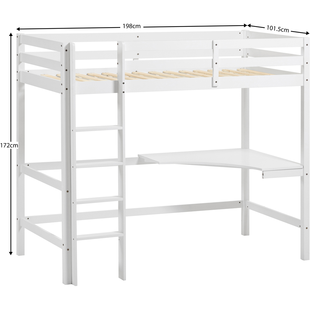 VIDA DESIGNS Sydney Single White Bunk Bed with Desk and Foam Mattress Image 9