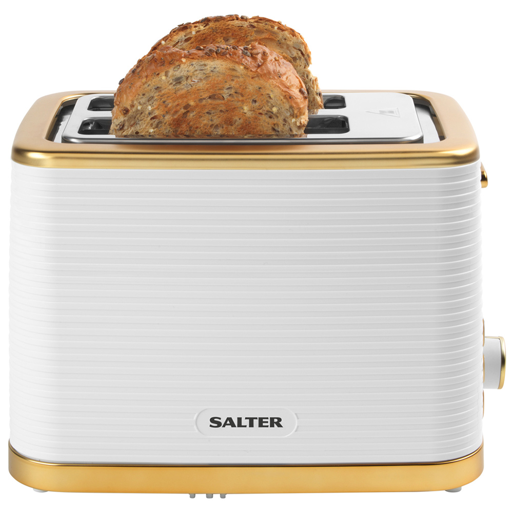 Salter Palermo EK5032WHT White & Gold Effect 2-Slice Textured Toaster 930W Image 4