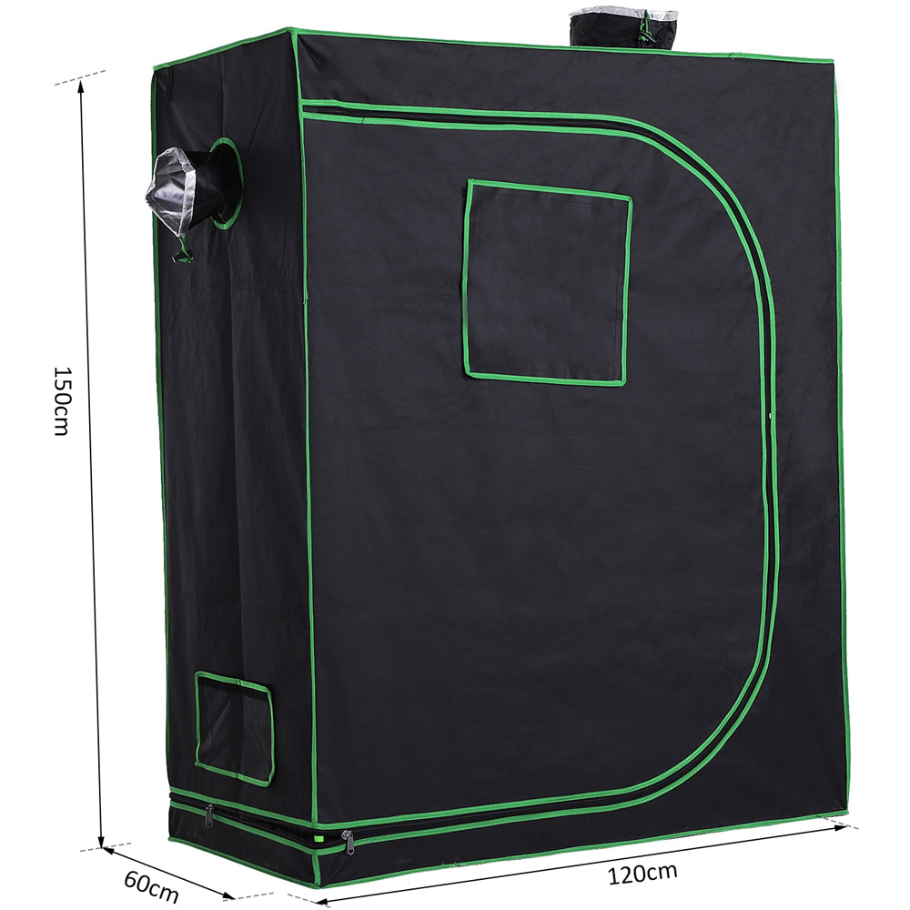 Outsunny Black and Green Oxford Fabric 3.9 x 1.9ft Hydroponic Grow Tent Kit Image 8