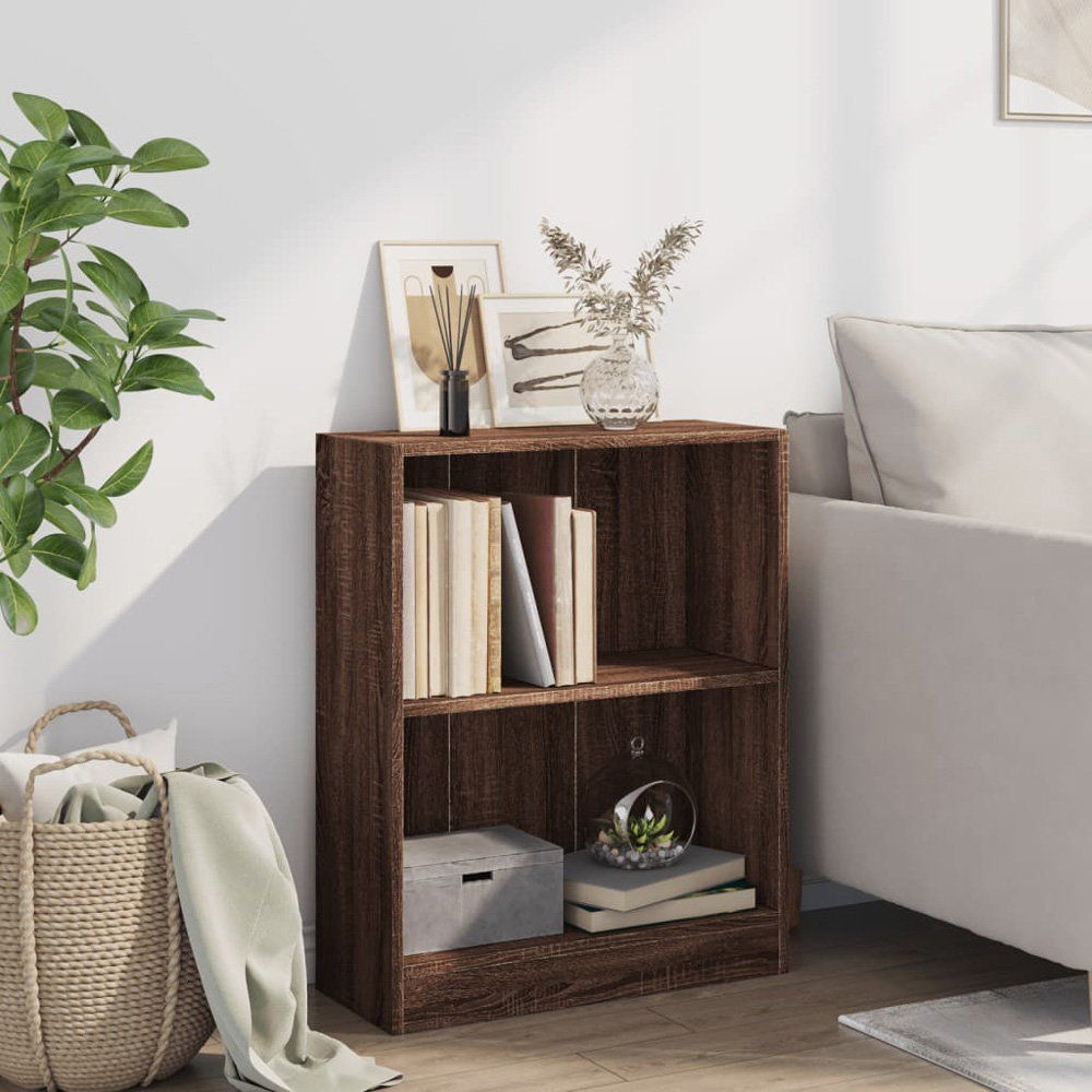 vidaXL 2 Shelf Brown Oak Bookcase Image 8