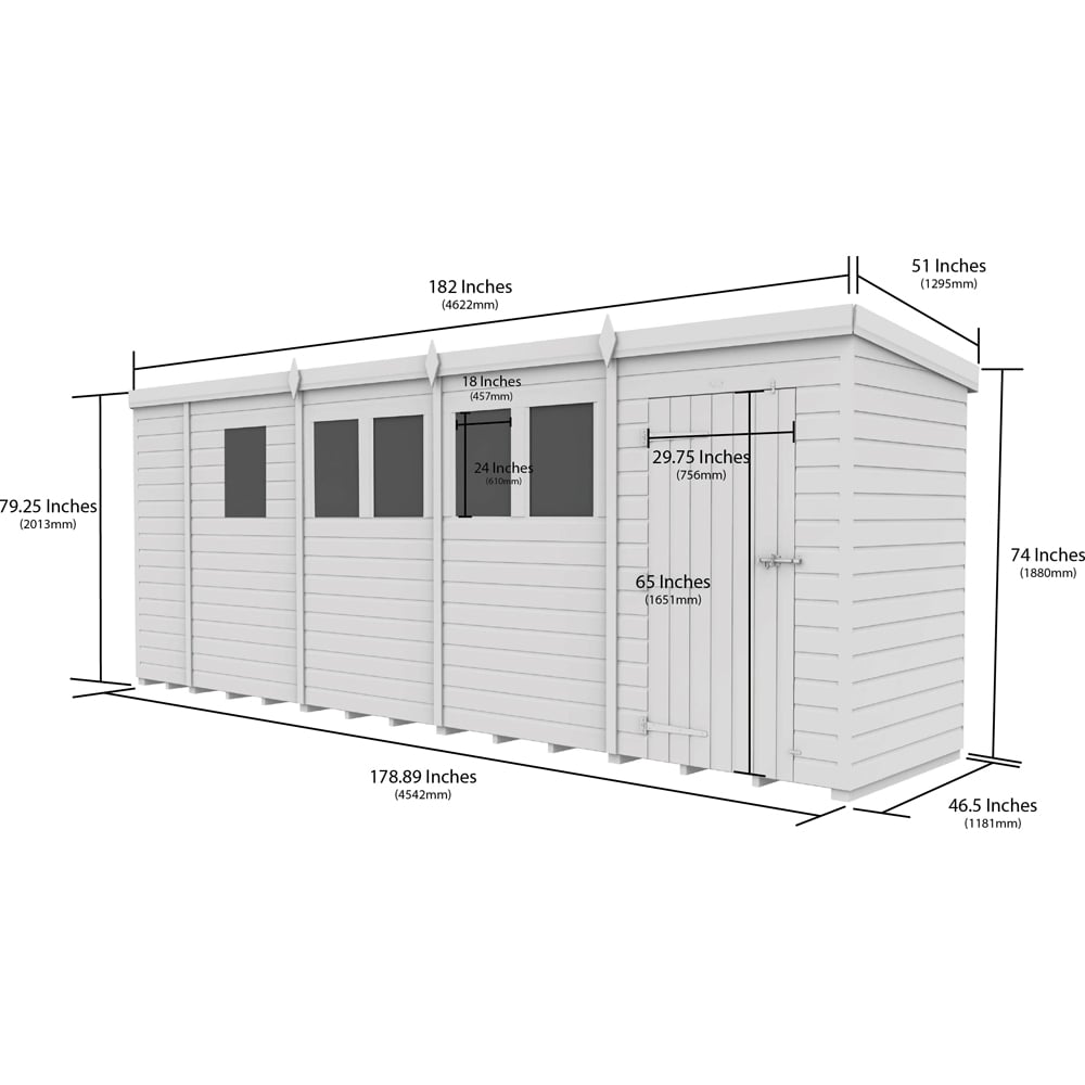 DIY Sheds 17 x 4ft Tongue and Groove Timber Pent Garden Shed Image 9