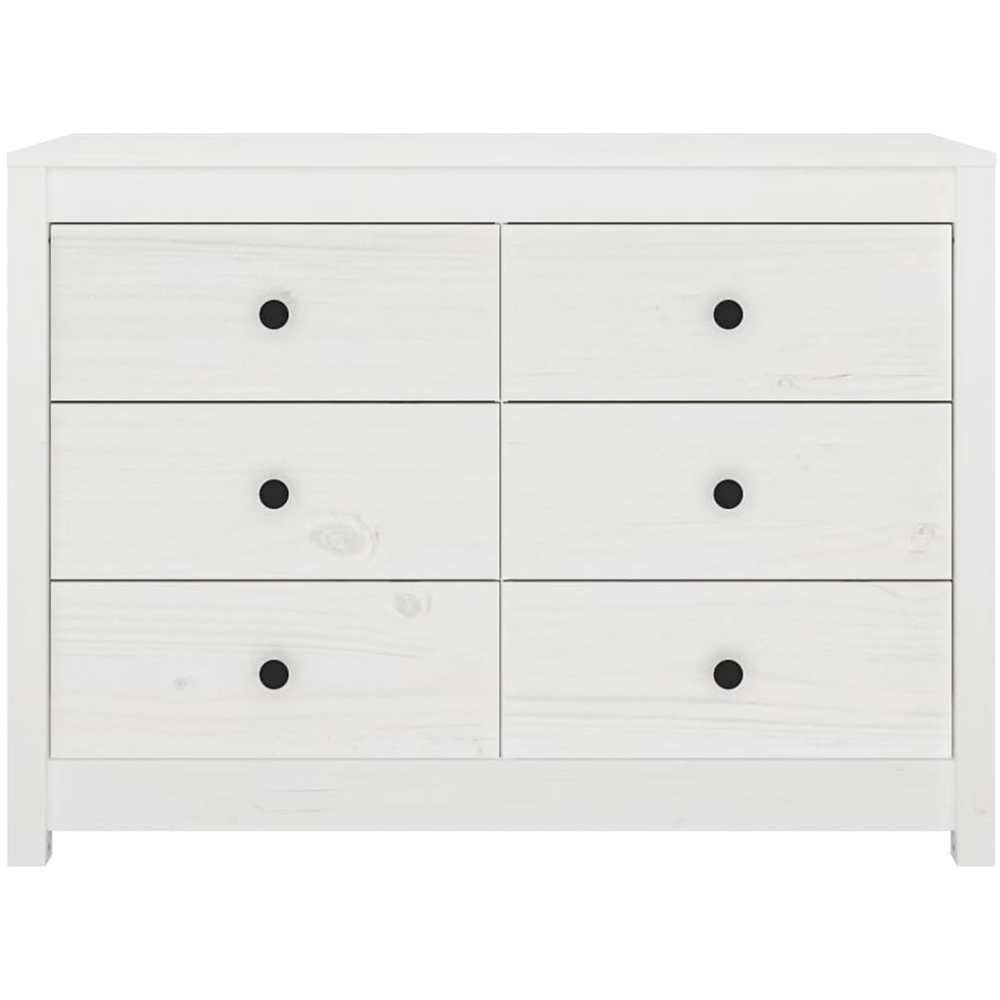 vidaXL 6 Drawer White Solid Pine Wood Sideboard Image 4
