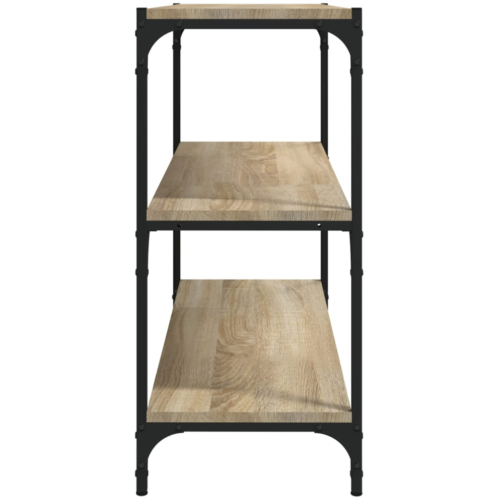vidaXL 3 Shelf Sonoma Oak Wood and Steel Wide Bookcase Image 3