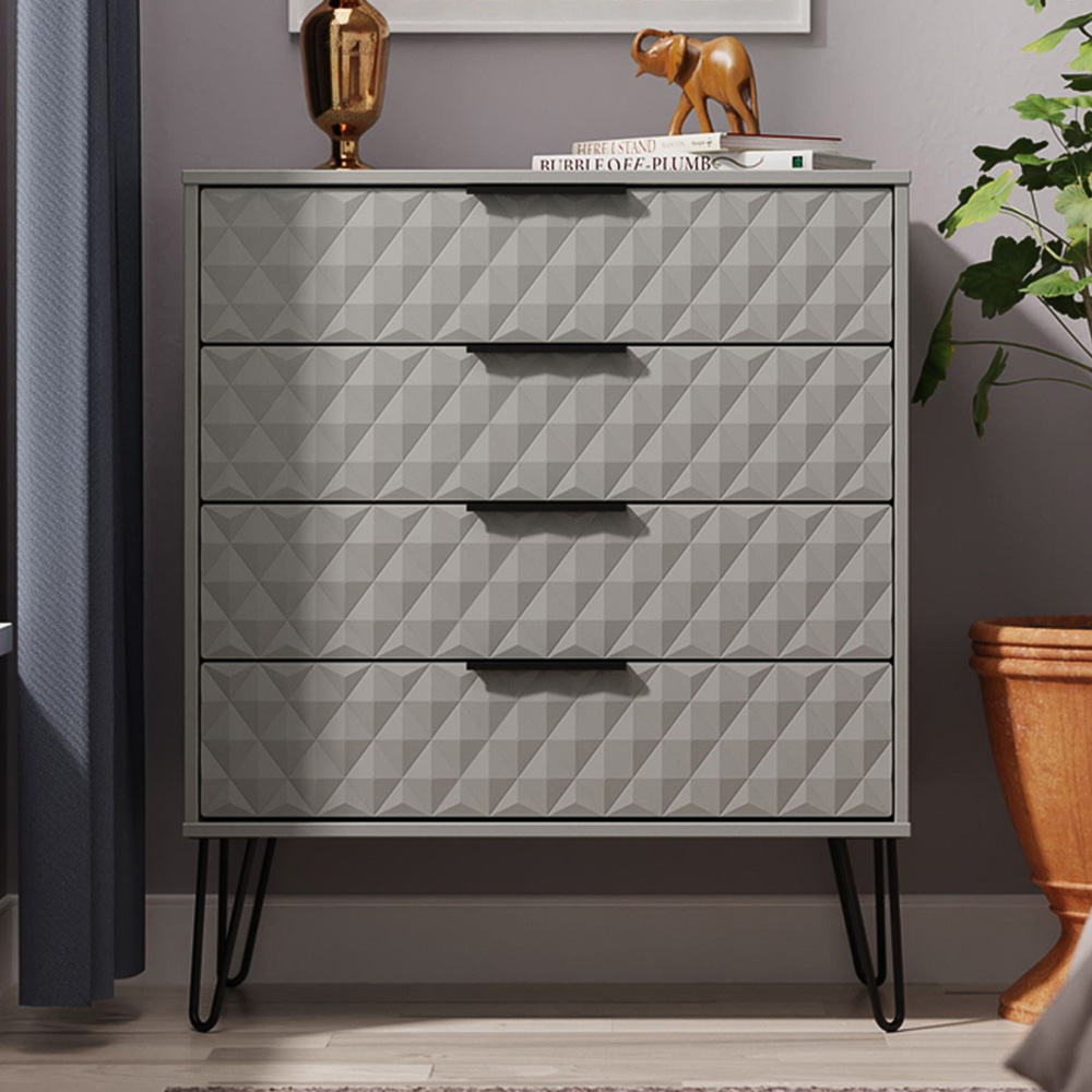 Crowndale Harlequin 4 Drawer Dusk Grey Chest of Drawers Ready Assembled Image 1