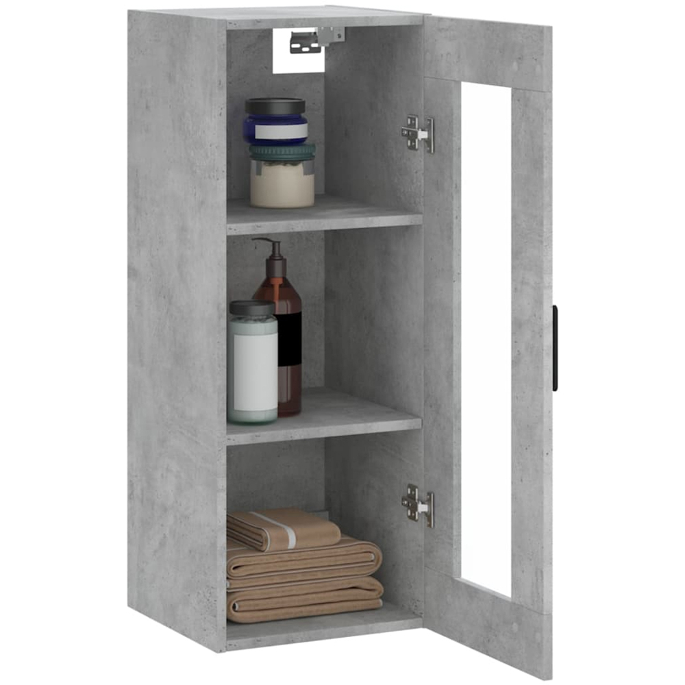 vidaXL Single Glass Door Concrete Grey Wall Mounted Cabinet Image 5