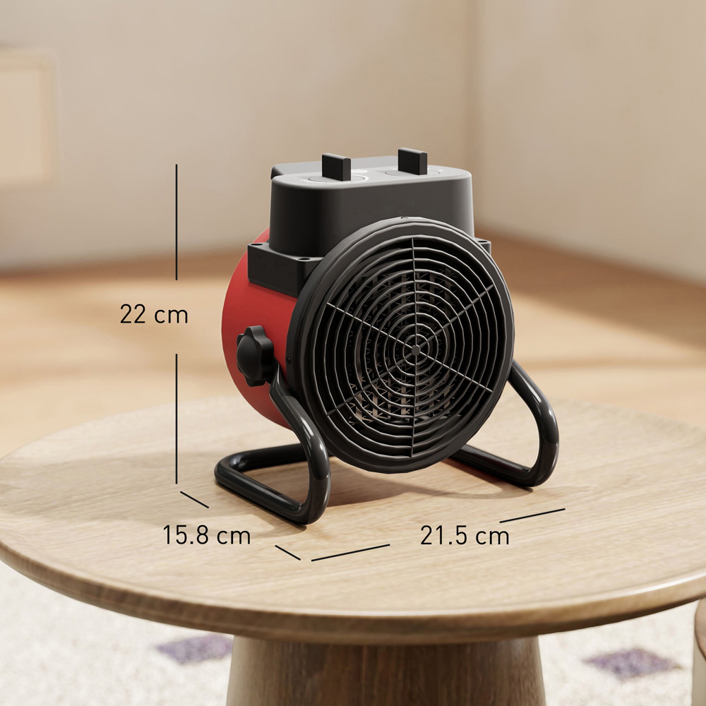 HOMCOM Red Portable Ceramic Electric Fan Space Heater 1500W Image 9