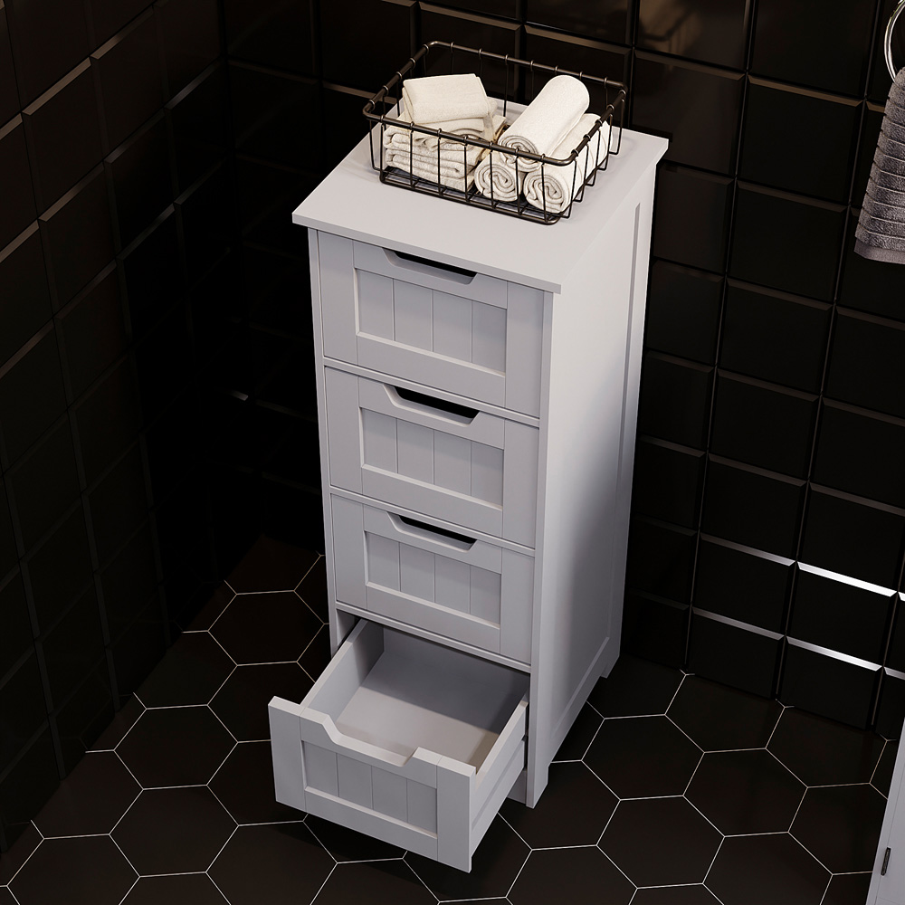 Bath Vida Priano 4 Drawer Grey Floor Standing Bathroom Cabinet Image 4