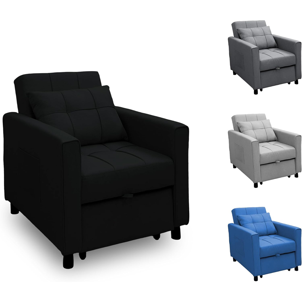 Alivio Singel Seater 3-in-1 Black Convertible Sofa Bed Chair Image 2