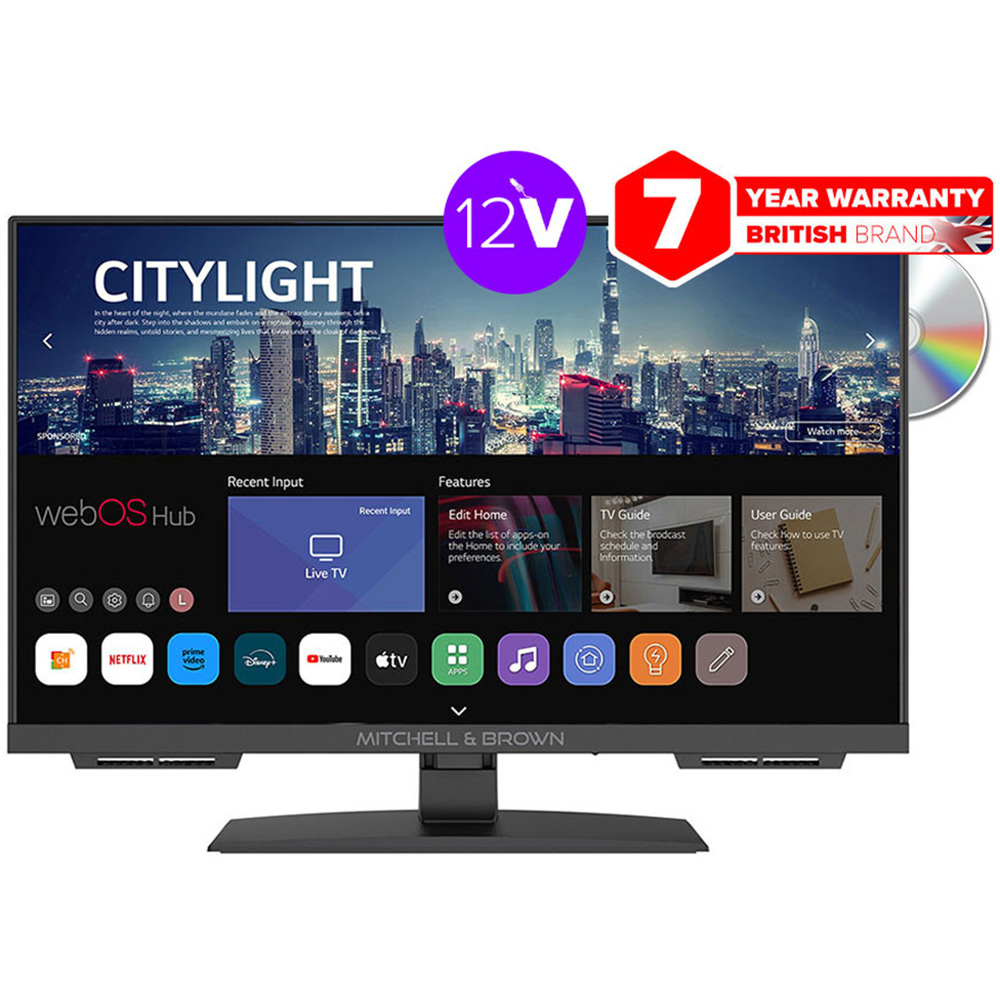 Mitchell & Brown 24 inch HD Ready 12V WebOS Smart TV with Built-in DVD Image 3