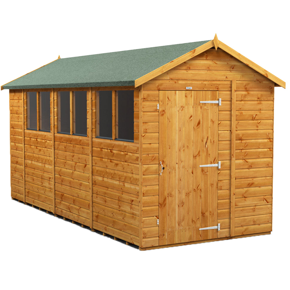 Power Sheds 14 x 6ft Apex Wooden Shed with Window Image 1