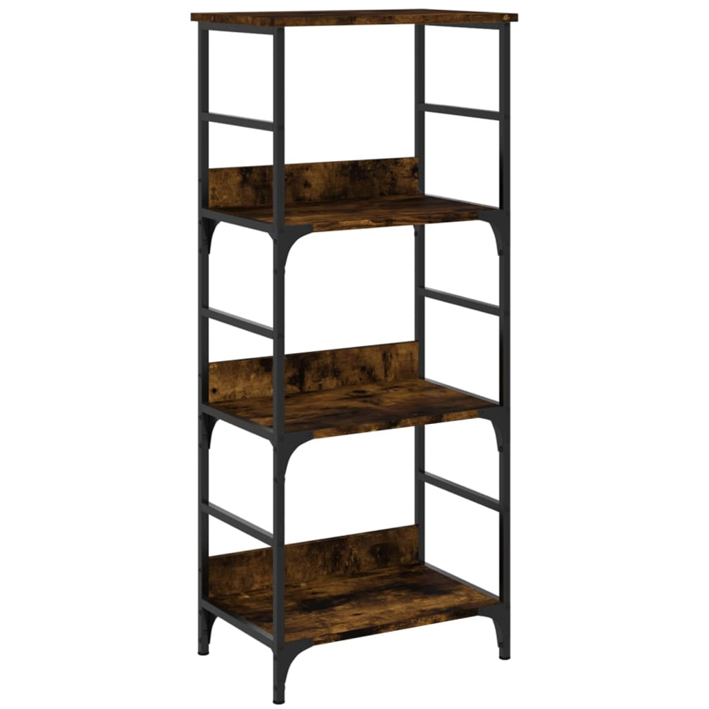 vidaXL 3 Shelf Smoked Oak Wood and Steel Bookcase Image 2