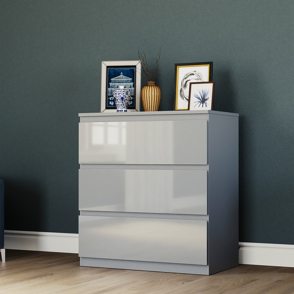 Vida Designs Glinton 3 Drawer Grey Chest of Drawers Image 4