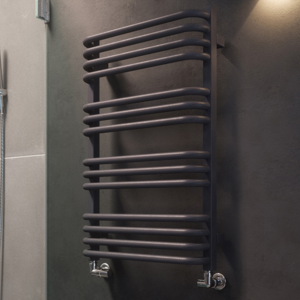 Terma Alex Modern Grey Heated Towel Rail 760 x 500mm Image 2