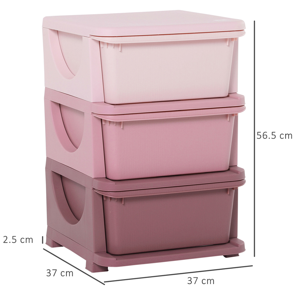 Playful Haven Pink 3 Drawers Kids Storage Unit Image 8