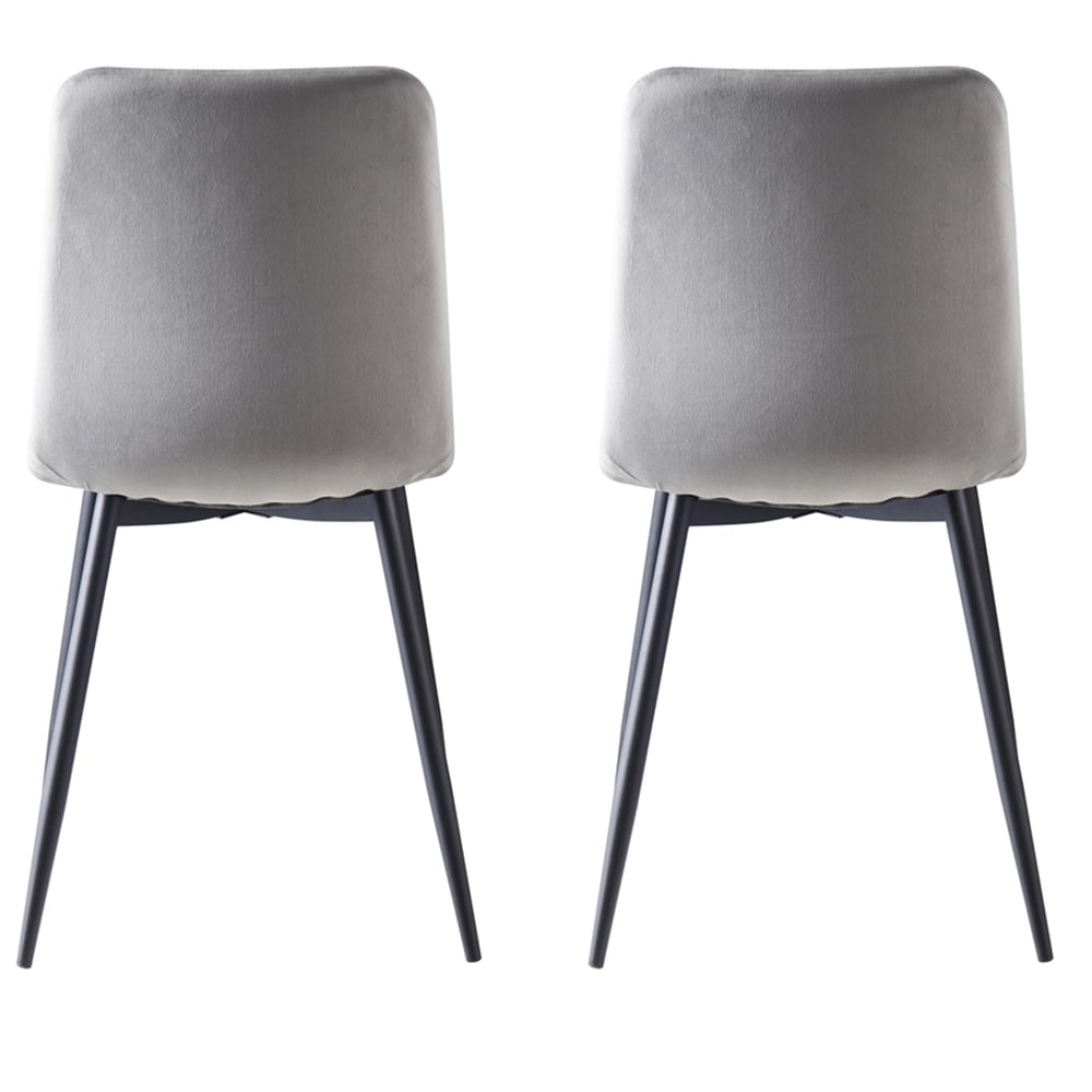 wilko Lexi Set of 4 Light Grey Velvet Fabric Dining Chairs Image 4