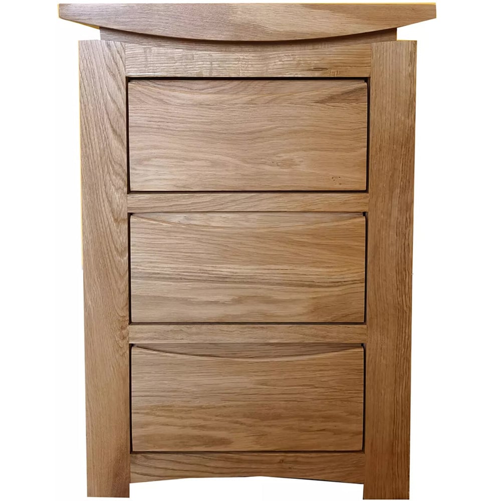 Furniture One 3 Drawer Oak Veneer Bedside Table Image 2