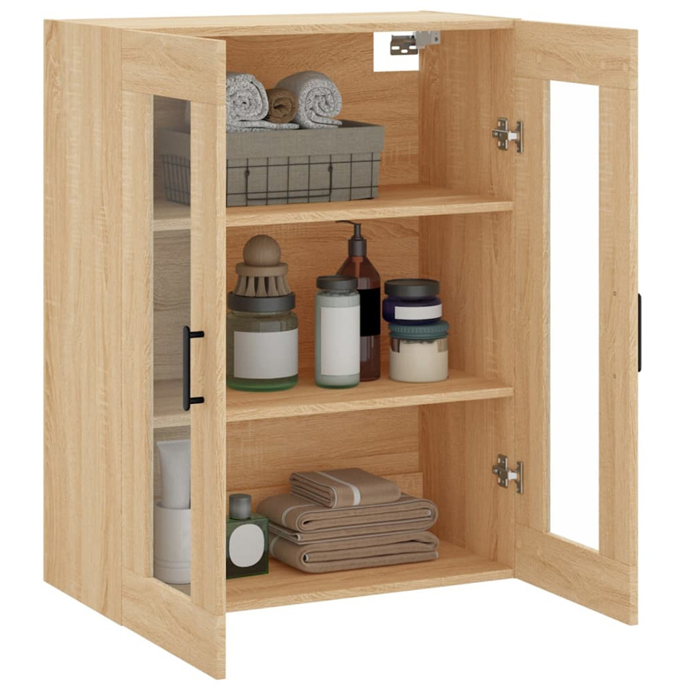 vidaXL 2 Glass Door Sonoma Oak Wall Mounted Cabinet Image 5
