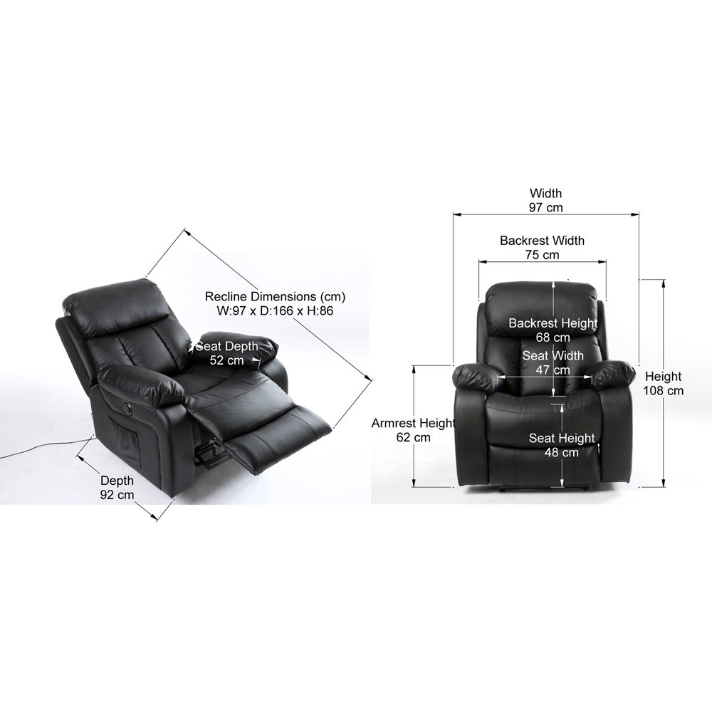 Furniture Online Chester Black Bonded Leather Electric Recliner Chair Image 8