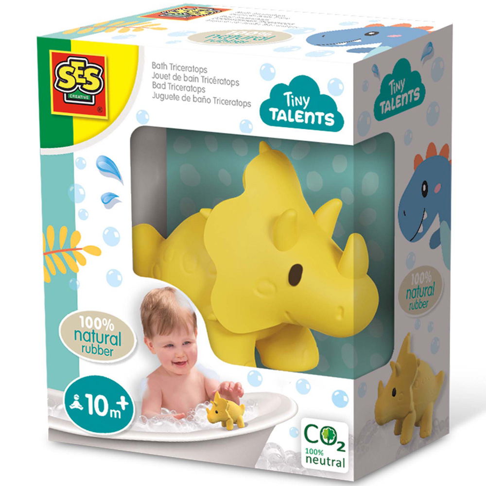 SES Creative Tiny Talents Triceratops Natural Rubber Bath Toy Image 2