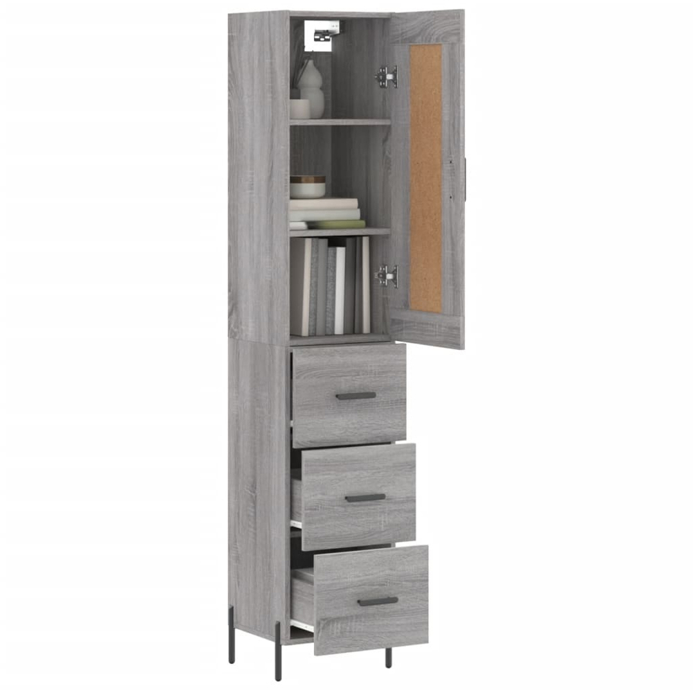 vidaXL Single Door 3 Drawer Grey Sonoma Highboard Image 3