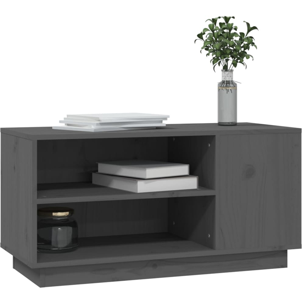 vidaXL 4 Shelf Grey Solid Pine TV Cabinet Image 4