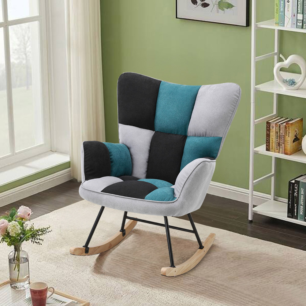 Living and Home Tufted Upholstered Rocking Chair Image 6