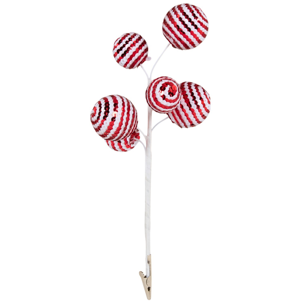 Candy Cane Sequin Pom Pom Clip Image 1